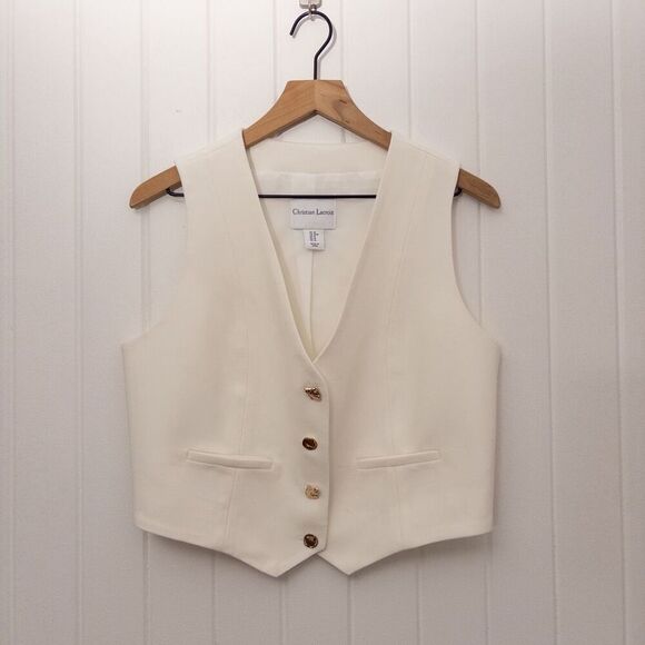 Christian Lacroix Jackets & Blazers - Christian Lacroix White Vest Gold Buttons Size Medium